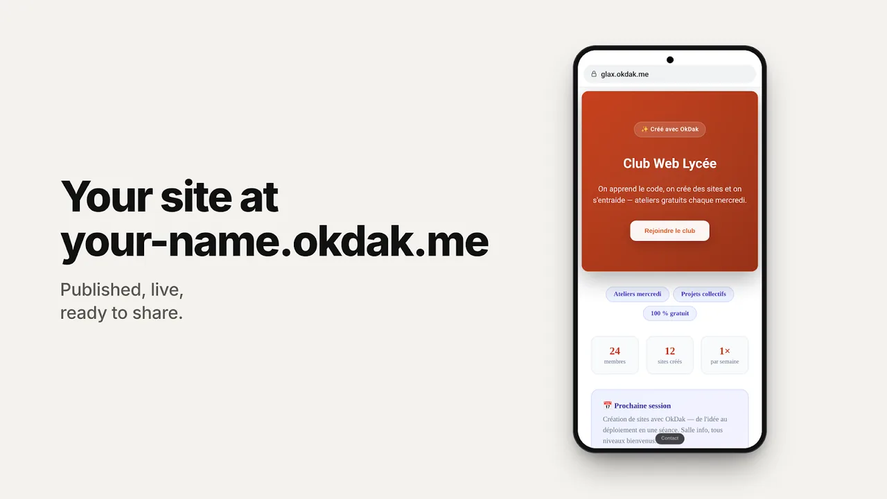 Your site at your-name.okdak.me