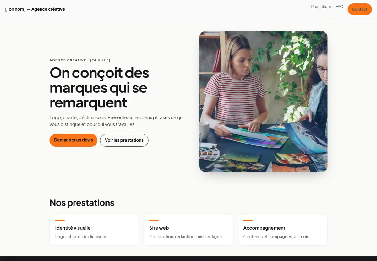 Aperçu du modèle de site pour agence